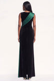Burgundy Sheath Ruched Long Velvet Holiday Dress with Sash