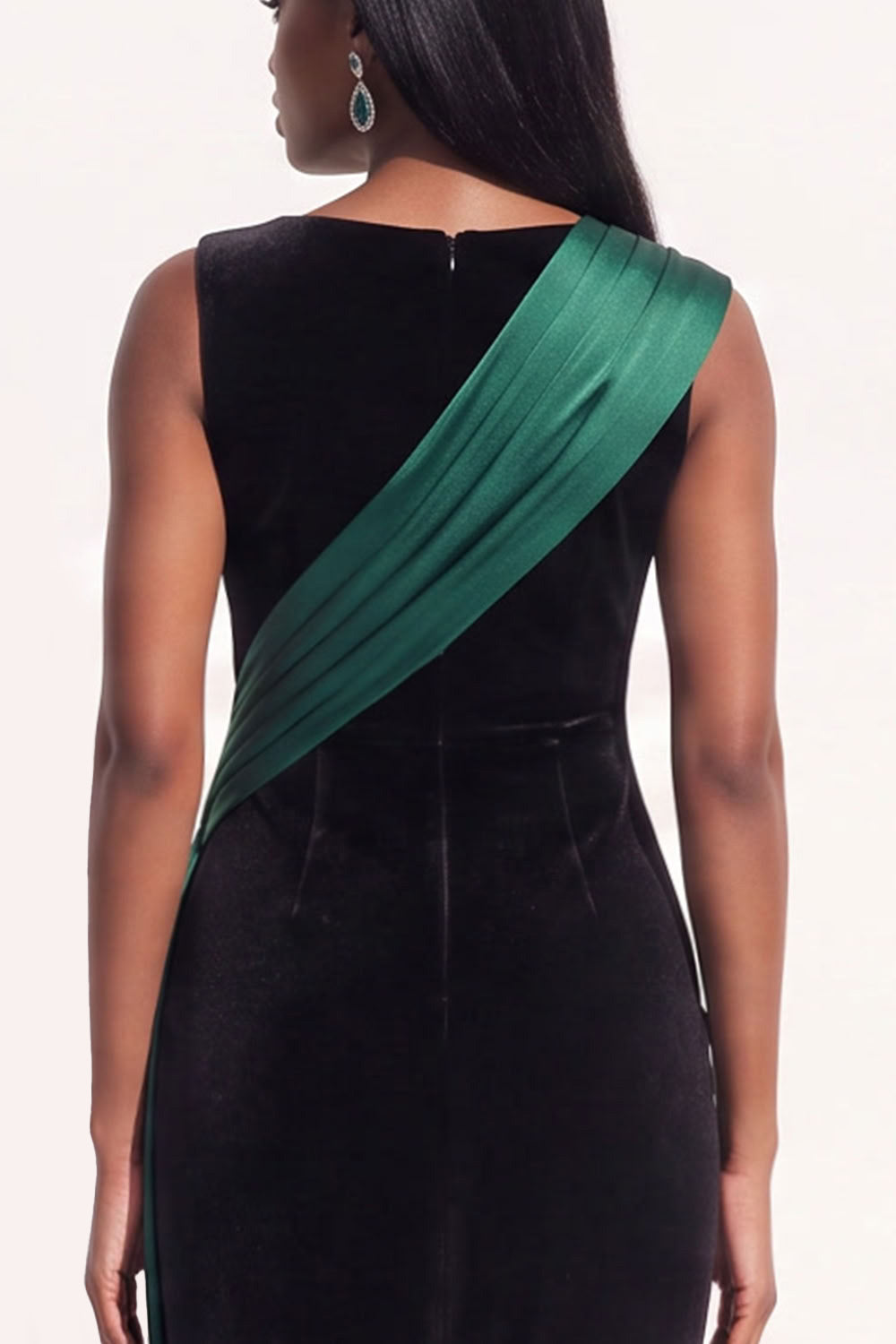 Burgundy Sheath Ruched Long Velvet Holiday Dress with Sash