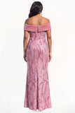 Sparkly Dusty Rose Mermaid Sequins Long Black Tie Dress with Slit