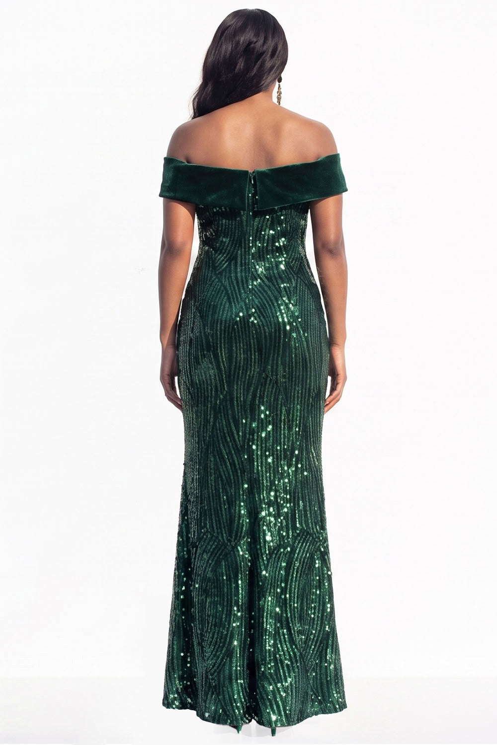 Sparkly Dusty Rose Mermaid Sequins Long Black Tie Dress with Slit