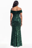 Sparkly Dusty Rose Mermaid Sequins Long Black Tie Dress with Slit