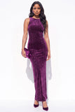 Sparkly Dark Green Sheath Long Velvet Holiday Dress with Slit