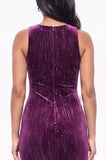 Sparkly Dark Green Sheath Long Velvet Holiday Dress with Slit