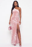 Sparkly Sheath Sequins One Shoulder Long Black Tie Dress with Slit
