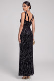 Sparkly Black Mermaid V-Neck Long Evening Dress