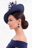 Dark Green Sinamay Fabric Flower Fascinator Hat with Feather