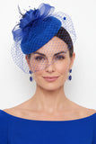 Fuchsia Sinamay Birdcage Veil 3D Fabric Flower Fascinator Hat with Feather