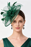 Champagne Crinoline Flower Netting Fascinator Hat with Feathers