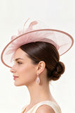 Champagne Crinoline Flower Netting Fascinator Hat with Feathers