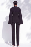 Black Peak Lapel One Button Slim Fit 2 Piece Work Suits