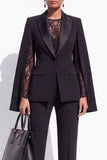 Black Peak Lapel One Button Slim Fit 2 Piece Work Suits