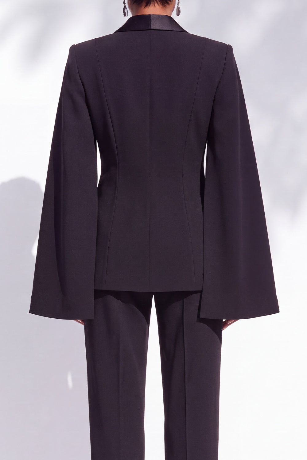 Black Peak Lapel One Button Slim Fit 2 Piece Work Suits