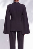 Black Peak Lapel One Button Slim Fit 2 Piece Work Suits