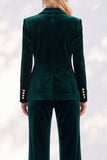 Burgundy Velvet Peak Lapel 2 Piece Slim Fit Ruffled Work Suits