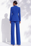 Royal Blue Peak Lapel 2 Piece One Button Work Suits