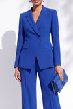 Royal Blue Peak Lapel 2 Piece One Button Work Suits