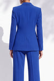 Royal Blue Peak Lapel 2 Piece One Button Work Suits