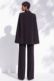 Black Slim Fit Peak Lapel 2 Piece One Button Work Suits with Pocket