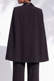 Black Slim Fit Peak Lapel 2 Piece One Button Work Suits with Pocket
