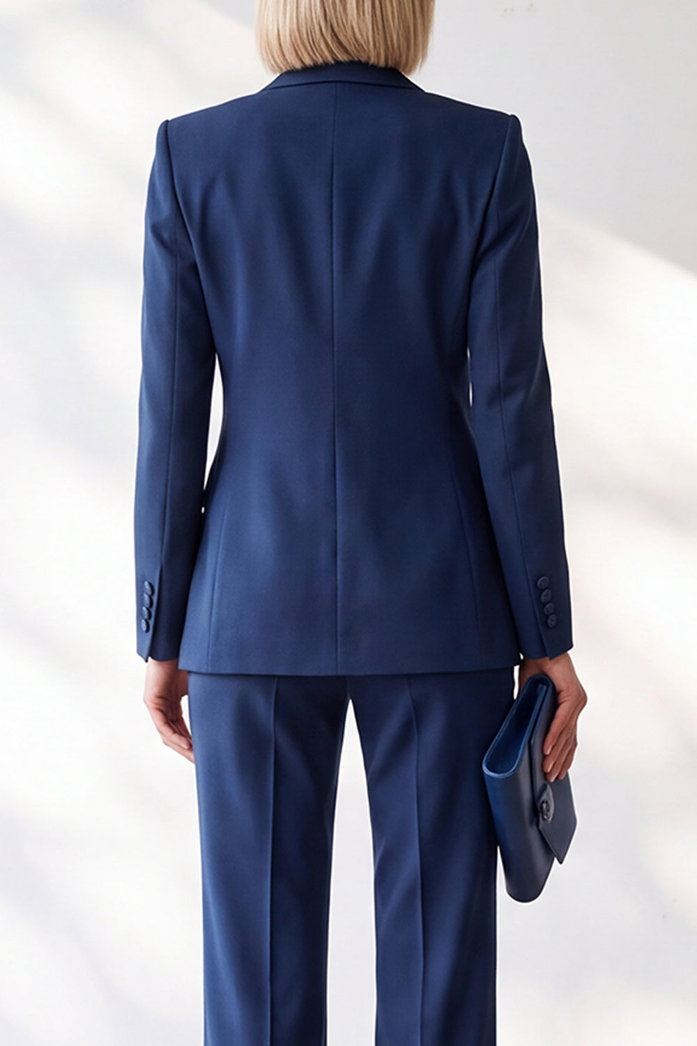 Dark Blue Slim Fit 2 Piece One Button Peak Lapel Work Suits