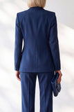 Dark Blue Slim Fit 2 Piece One Button Peak Lapel Work Suits
