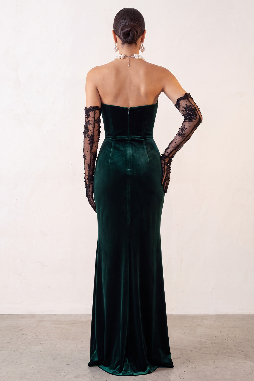 Mermaid Sweetheart Dark Green Velvet Long Holiday Party Dress with Slit