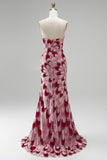 Sparkly Pink Velvet Beaded Mermaid Long Prom Dress with Detachable Cape