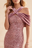 Sparkly Desert Rose Mermaid Sequin Velvet Long Formal Dress