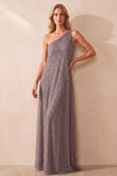 Fog Sheath One Shoulder Sequin Long Formal Dress