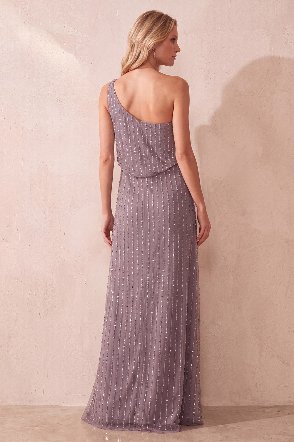 Fog Sheath One Shoulder Sequin Long Formal Dress