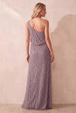 Fog Sheath One Shoulder Sequin Long Formal Dress