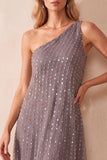 Fog Sheath One Shoulder Sequin Long Formal Dress