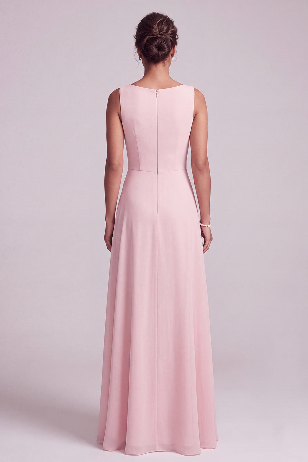 Blush A-Line 2 Piece Chiffon Round Neck Beaded Long Mother of the Bride Dress with Cape