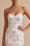 Sparkly White Mermaid Sweetheart Sequins Sweep Train Wedding Dress