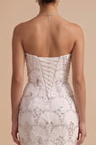 Sparkly White Mermaid Sweetheart Sequins Sweep Train Wedding Dress