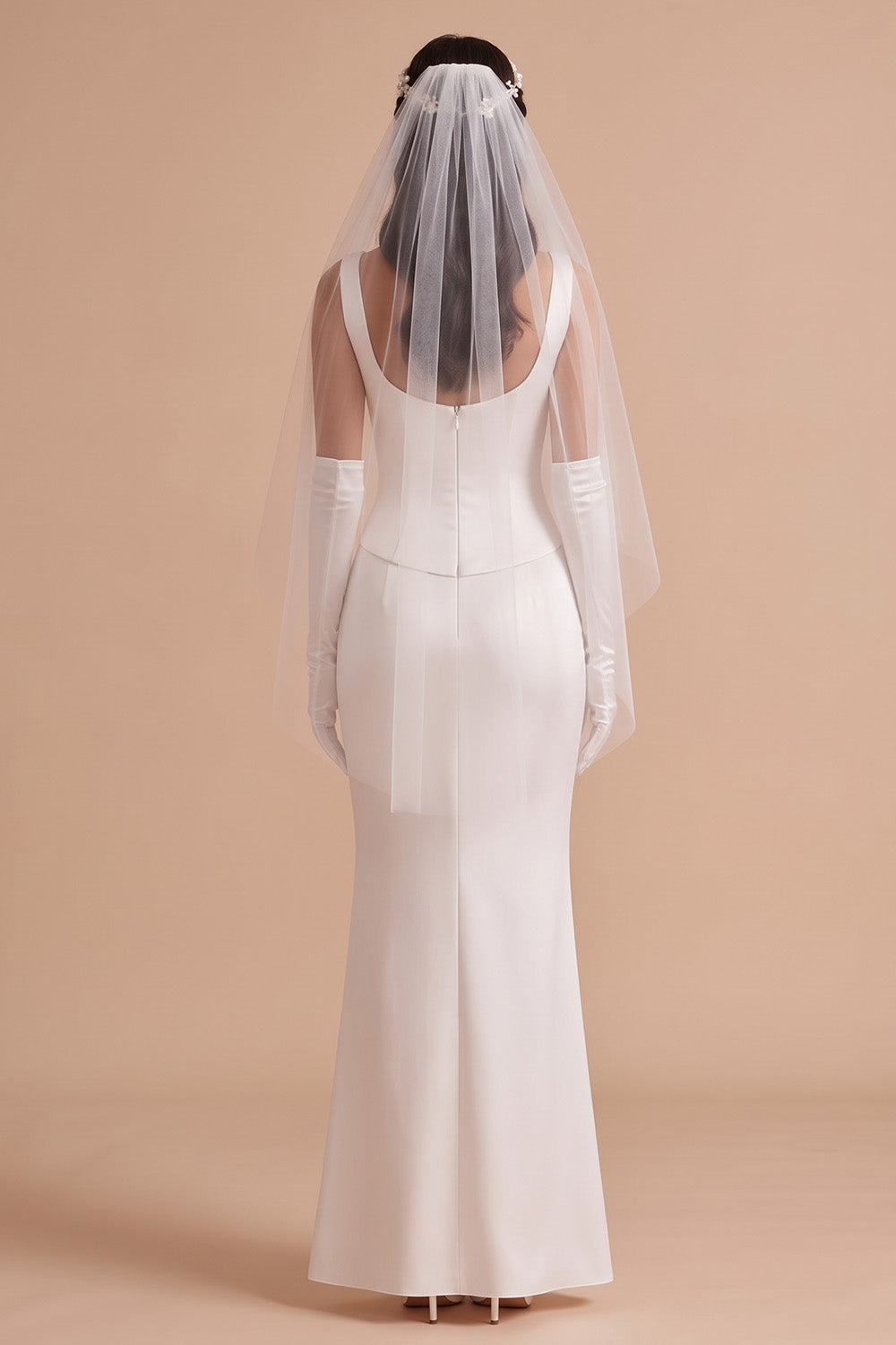 Simple Satin White Mermaid Boat Neck Floor-Length Wedding Dress