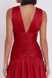 Red V-Neck A Line Ruched Short Cocktail Dress