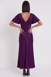 Simple Black Satin V-Neck Flare Sleeves Midi Cocktail Dress