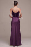 Plum Corset Velvet Mermaid Draped Maxi Holiday Party Dress