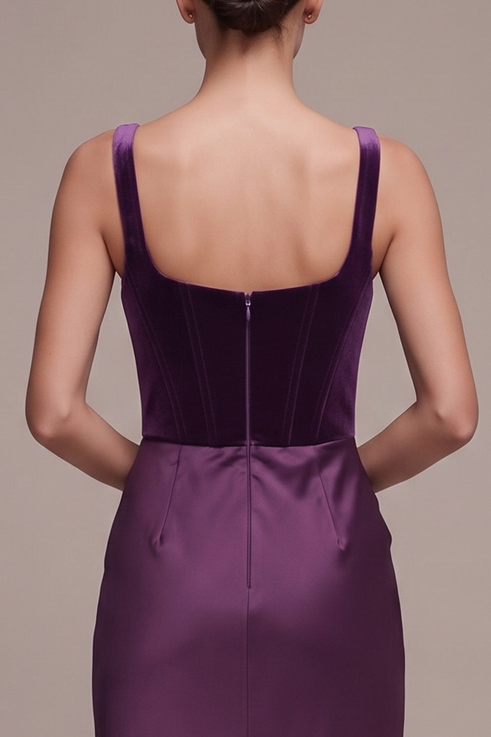 Plum Corset Velvet Mermaid Draped Maxi Holiday Party Dress