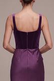 Plum Corset Velvet Mermaid Draped Maxi Holiday Party Dress