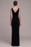 Black Velvet Corset V-Neck Sheath Long Holiday Party Dress
