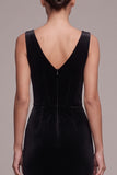 Black Velvet Corset V-Neck Sheath Long Holiday Party Dress