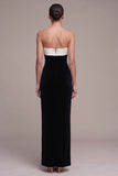 Simple Strapless Sheath Black Velvet Long Holiday Party Dress