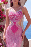 Orange Cut Out Sweetheart Long Formal Dress with Rhinestone