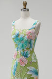 Green Floral Beaded Mermaid Long Prom Dress with Slit