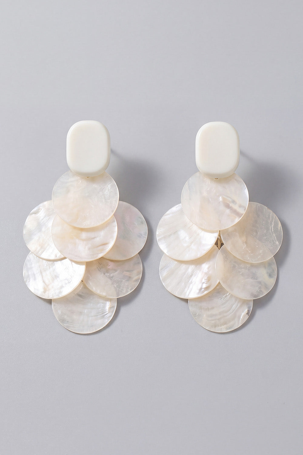 Ivory Cascading Mother of Pearl Tassel Statement Long Drop Earrings