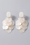 Ivory Cascading Mother of Pearl Tassel Statement Long Drop Earrings
