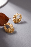 Modernist Gold Wavy Ripple Textured Open Hoop Earrings