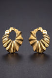 Modernist Gold Wavy Ripple Textured Open Hoop Earrings